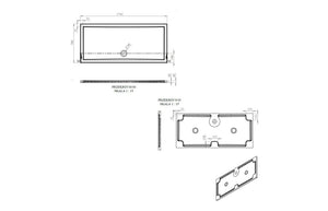 Auvellis RefleXion rectangular shower tray technical drawing DIETP1758