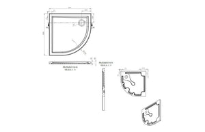 Auvellis RefleXion 800 x 800mm quadrant tray dimensions