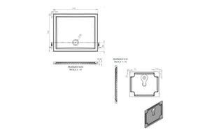 Auvellis RefleXion rectangular shower tray technical drawing DIETP9046