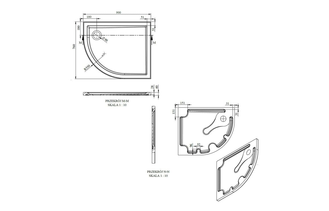 Auvellis RefleXion 9052 offset quadrant tray technical drawing