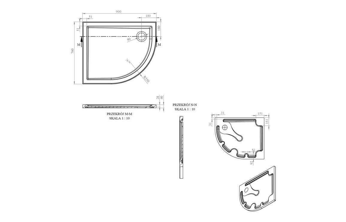 Auvellis RefleXion 9054 offset quadrant tray technical drawing