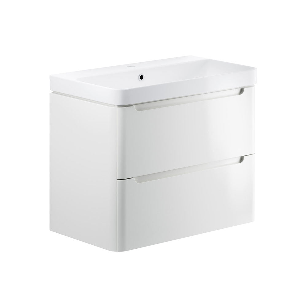 Auvellis Vela 805mm wall-hung vanity with basin – White Gloss