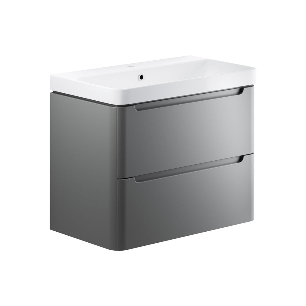 Auvellis Vela 805mm wall-hung vanity with basin – Matt Grey