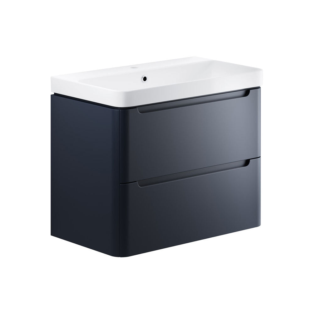 Auvellis Vela 805mm wall-hung vanity with basin – Matt Indigo