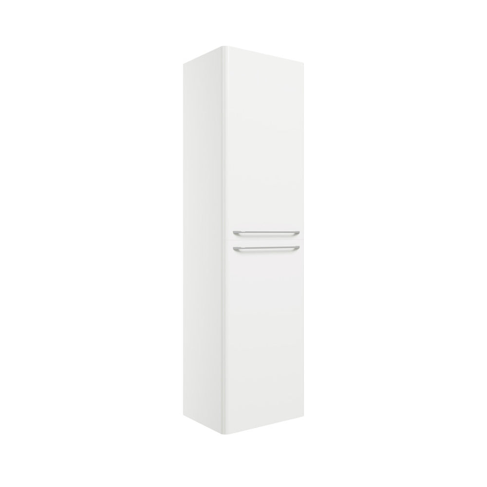 Auvellis Corvex 454mm wall-hung two-door tall cabinet in Gloss White with chrome handles