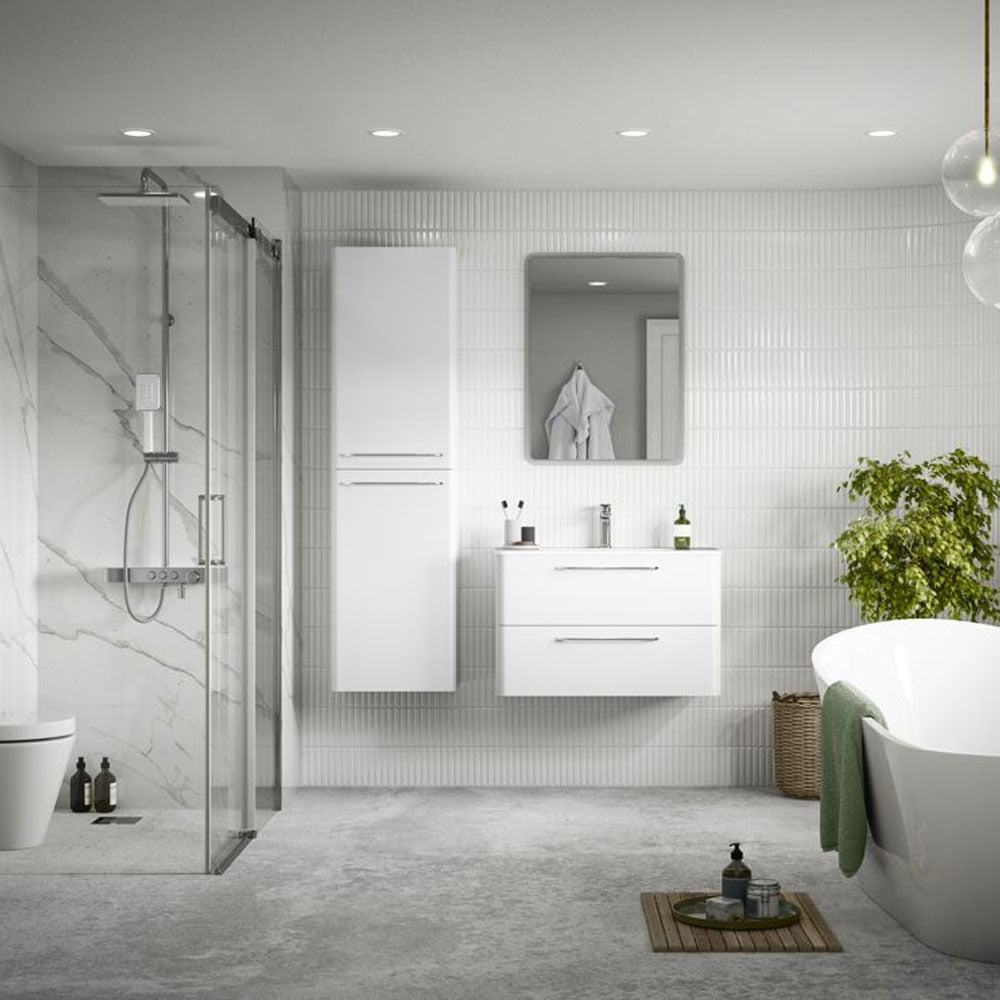 Auvellis Corvex 454mm wall-hung tall cabinet in Gloss White, additional view