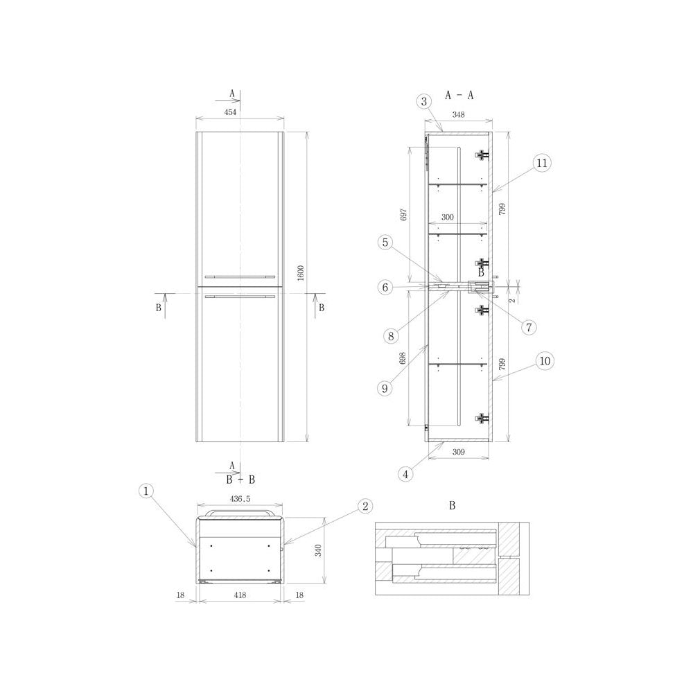 Auvellis Corvex 454mm wall-hung tall cabinet in Gloss White, additional view