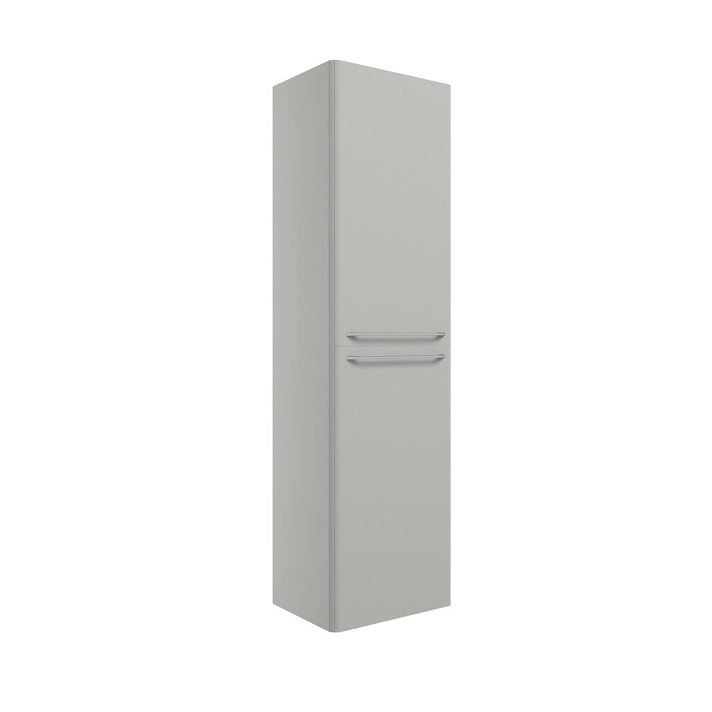 Auvellis Corvex 454mm wall-hung two-door tall cabinet in Gloss Grey with chrome handles