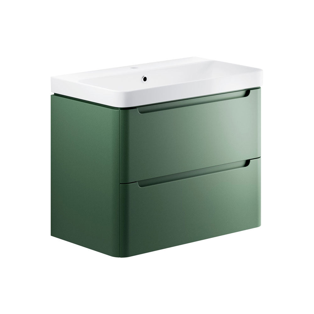 Auvellis Vela 805mm wall-hung vanity with basin – Matt Sage Green