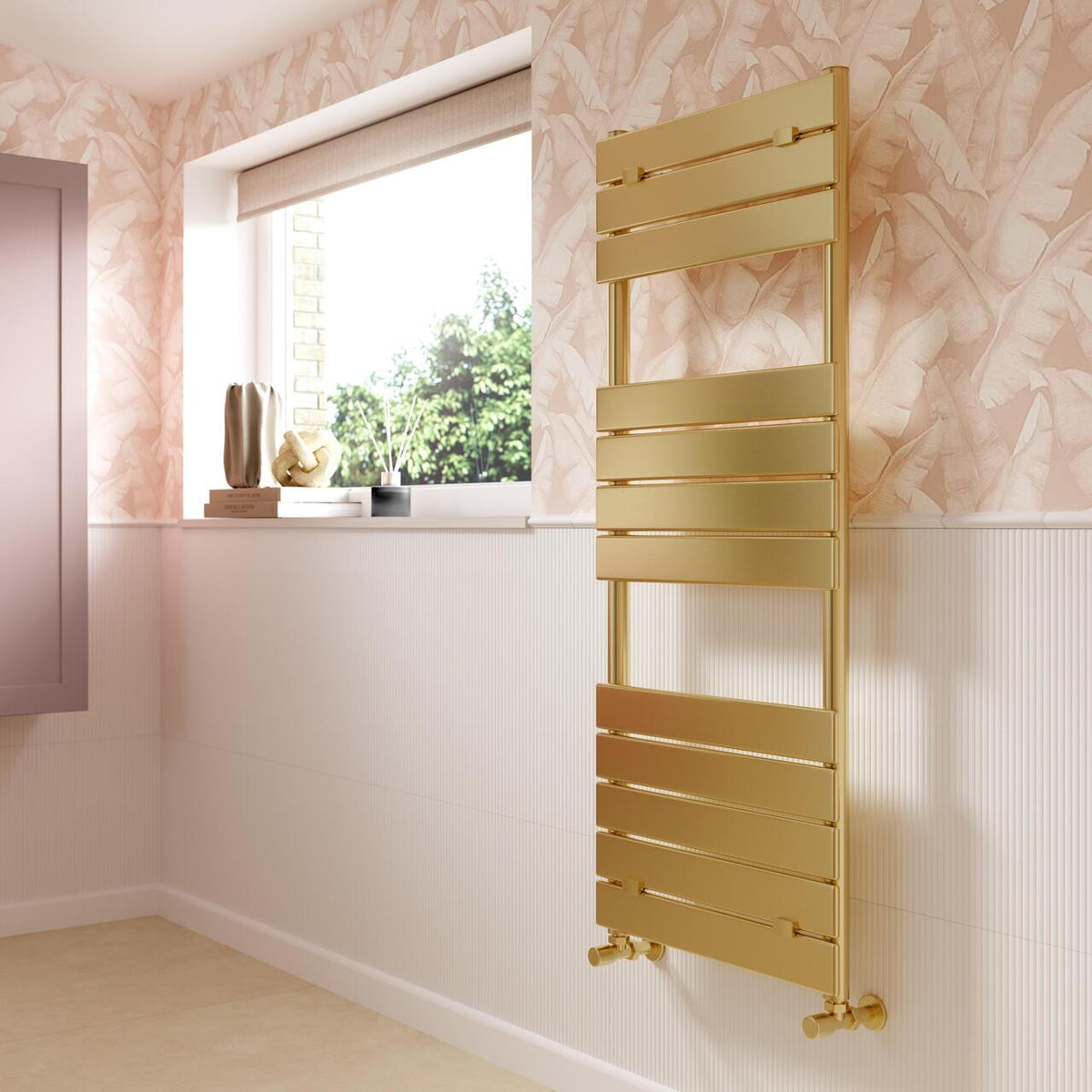 Auvellis Solenne 300mm wall-hung tall cabinet – Matt Peony – room view