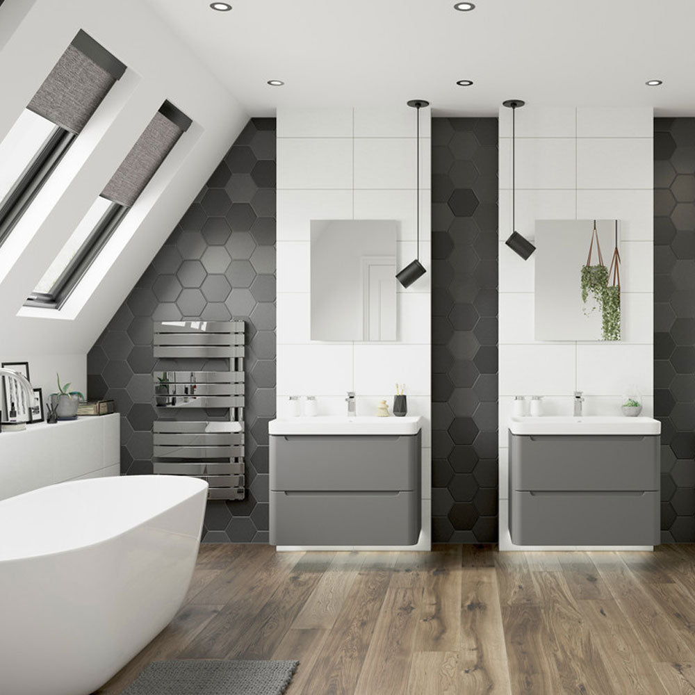 Auvellis Vela wall-hung vanity – Matt Grey – bathroom setting