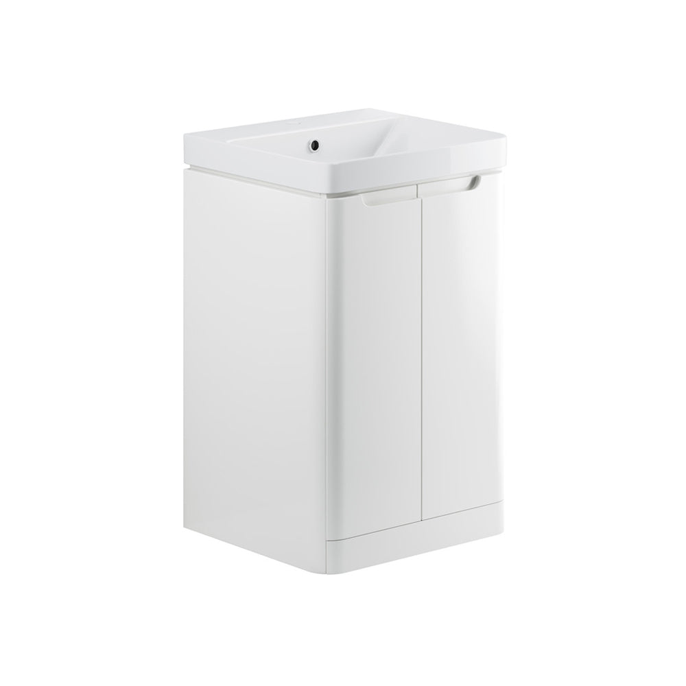 Auvellis Vela 500mm floor-standing cloakroom vanity with basin – White Gloss