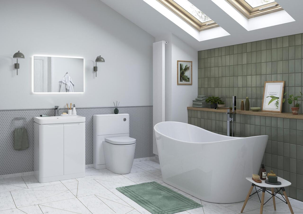 Auvellis Vela 805mm wall-hung vanity – White Gloss – bathroom setting