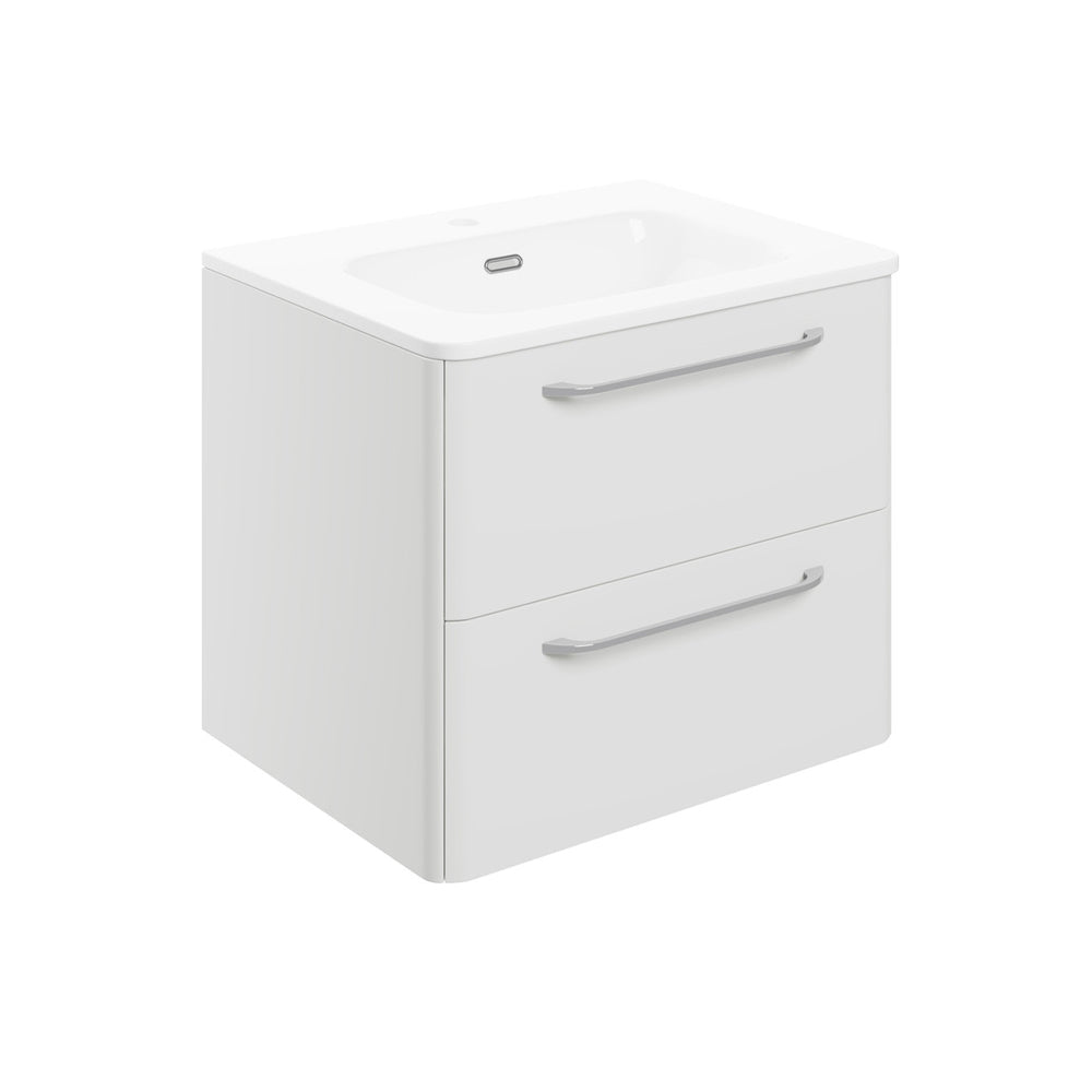 Auvellis Corvex 610mm wall-hung two-drawer vanity with basin in Gloss White