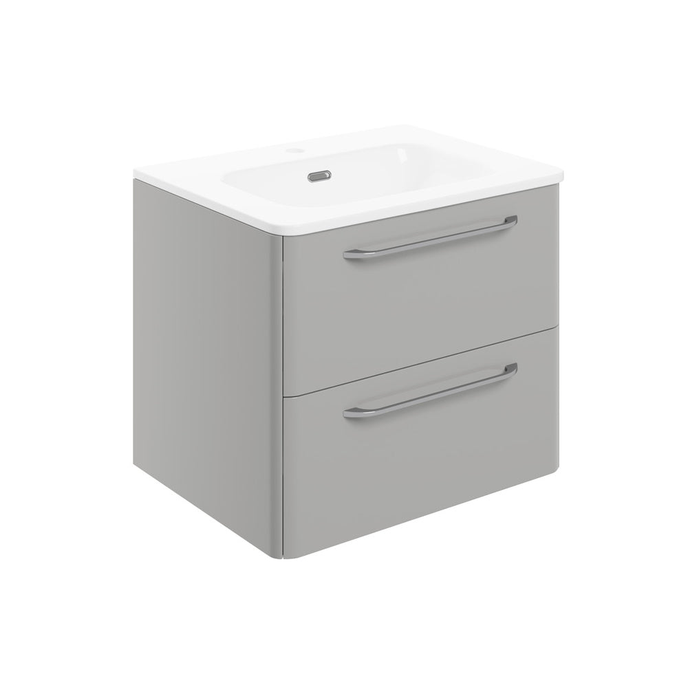 Auvellis Corvex 610mm wall-hung two-drawer vanity with basin in Gloss Grey