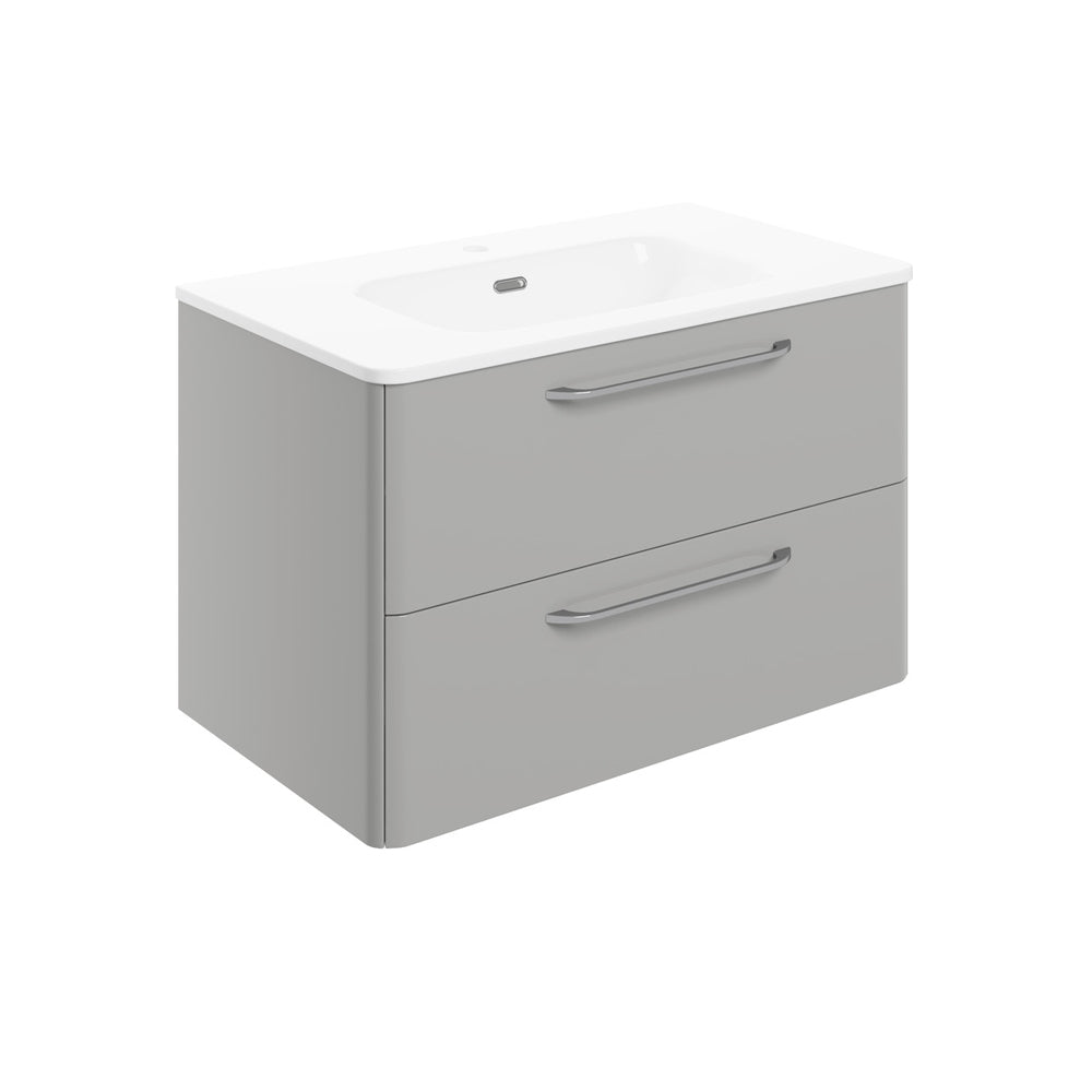 Auvellis Corvex 810mm wall-hung two-drawer vanity with basin in Gloss Grey