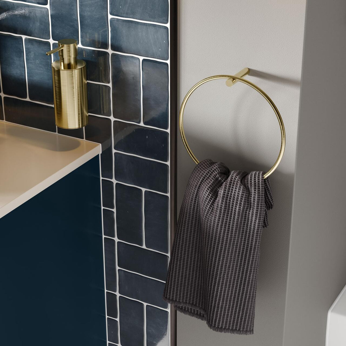 Auvellis Arven 610mm wall-hung vanity – Matt Deep Blue – bathroom detail