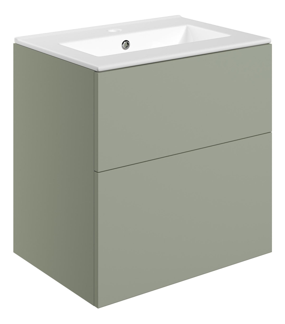 Auvellis Arven 610mm wall-hung vanity with basin – Matt Olive Green