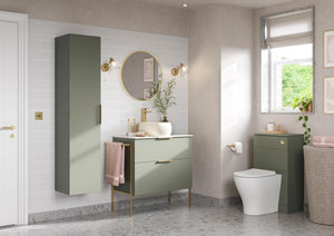 Auvellis Arven Matt Olive Green floor-standing vanity in bathroom