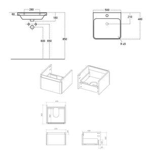 Kuba Wall Mounted Single Drawer Basin And Unit Pureflo