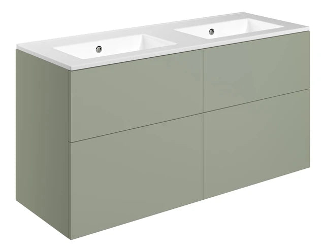 Auvellis Arven 1210mm wall-hung vanity in Matt Olive Green with zero tap holes