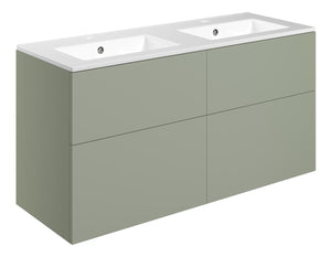 Auvellis Arven 1210mm wall-hung vanity in Matt Olive Green with two tap holes