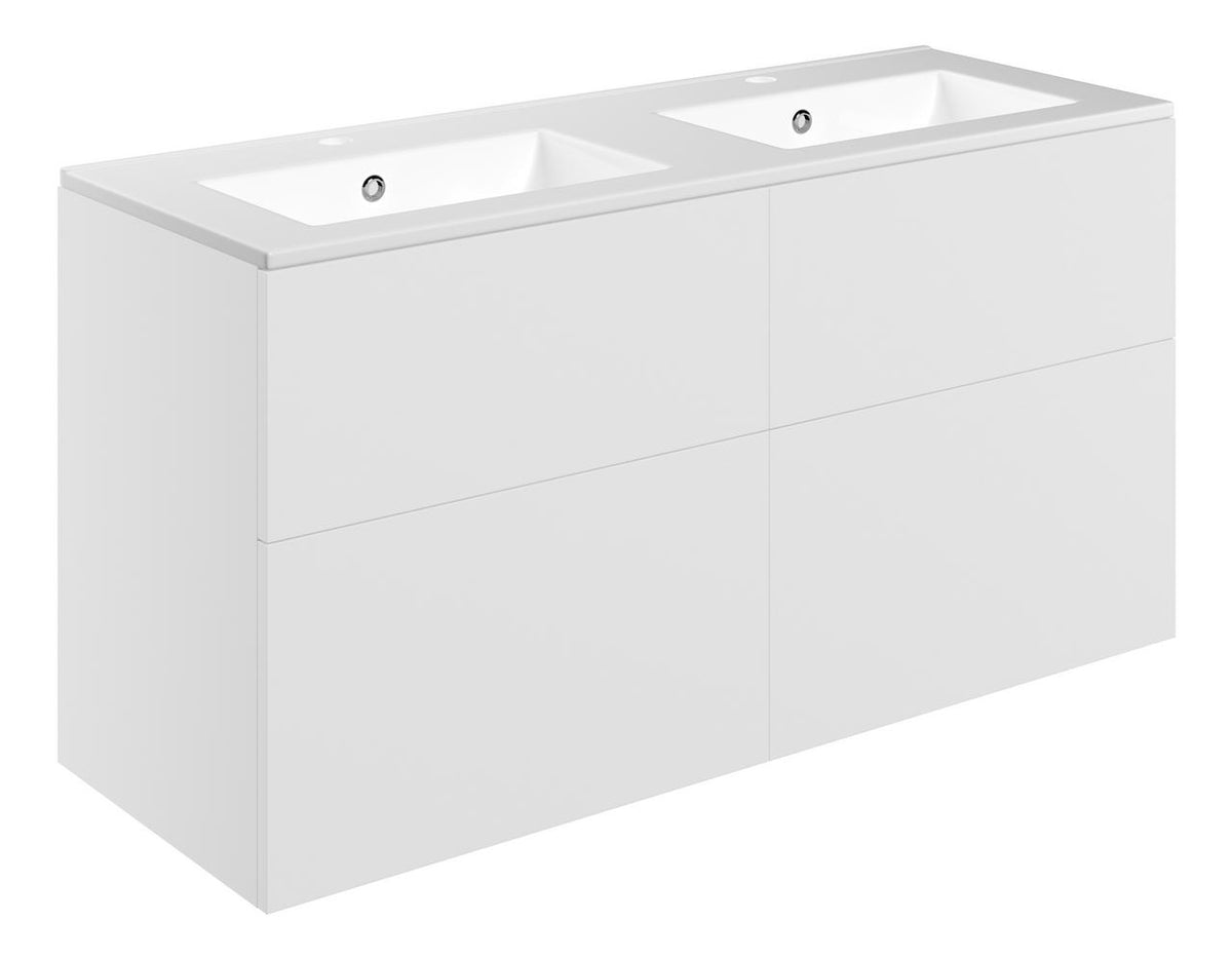 Auvellis Arven 1210mm wall-hung vanity in Matt White with two tap holes
