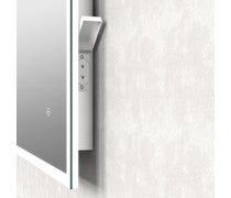 Edge Illuminated Mirror With Mirror Touch Sensor, Dimista Pad And Shaver Socket. White Colour Changing Lighting 3000-6500k