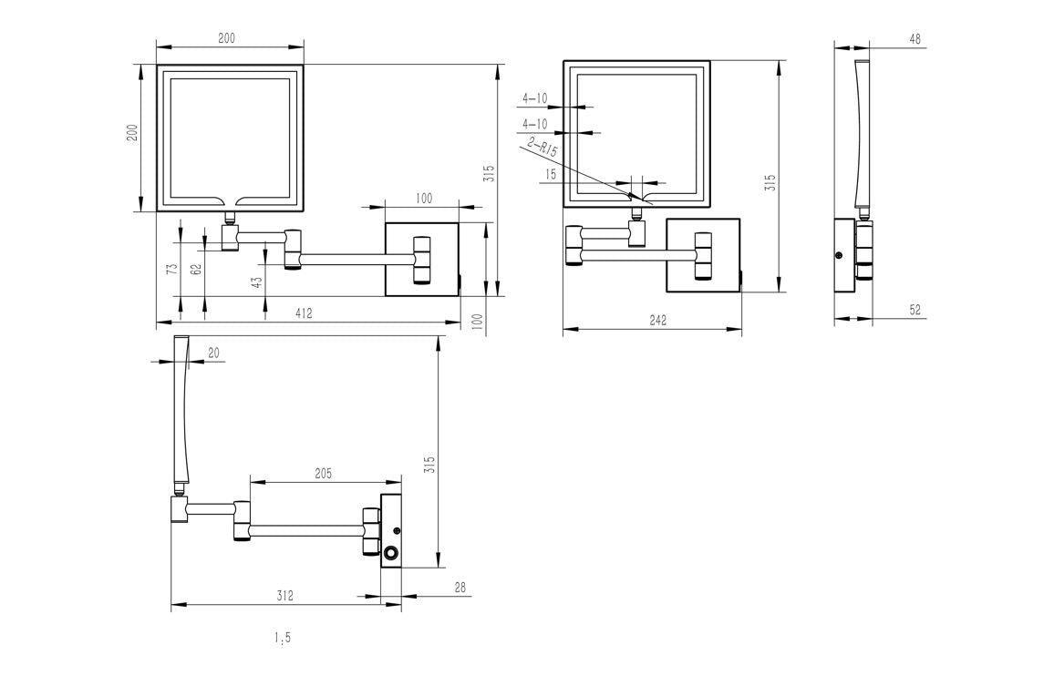 Auvellis Tarifa Square LED Cosmetic Mirror – detail view 1