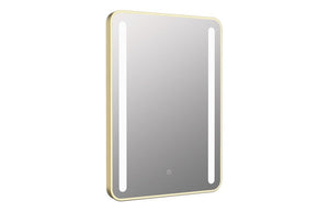 Auvellis Frontier rounded rectangular LED mirror in brushed brass