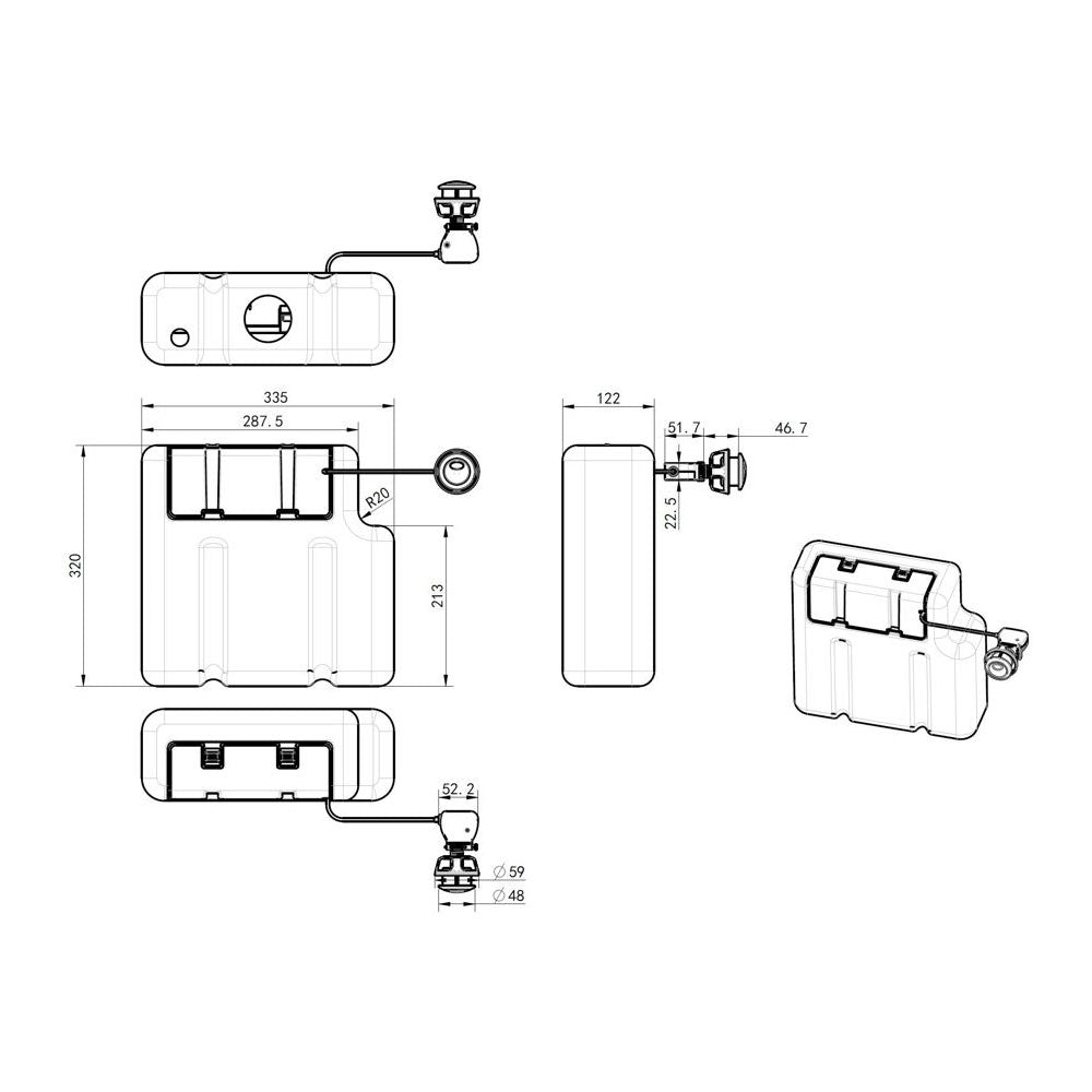 Auvellis Universal Concealed Toilet Cistern Side Inlet With Round Dual Flush Button