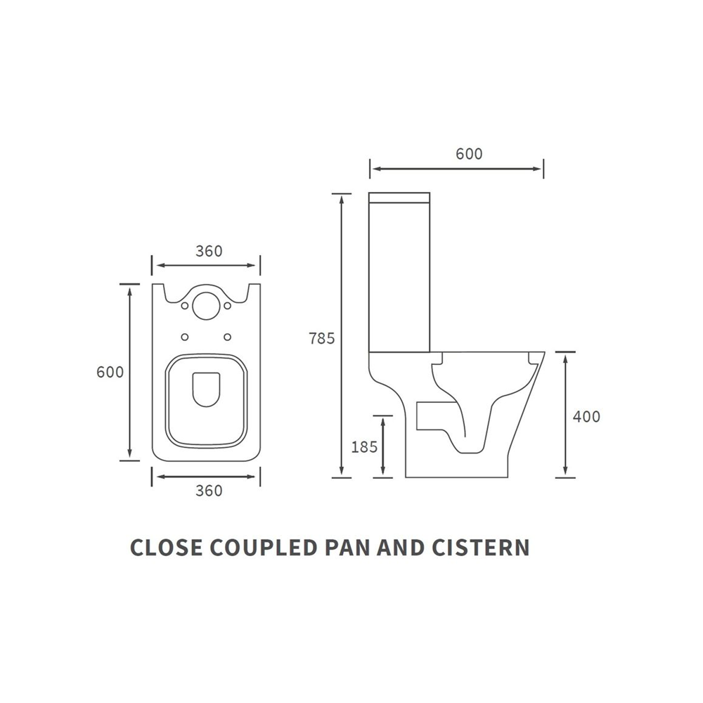 Auvellis Arven short-projection rimless close-coupled toilet with slim soft-close seat – alternative view
