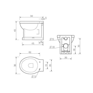 Sherbourne Back To Wall Toilet With Chrome Hinges And Wood Effect Soft Close Seat Pureflo