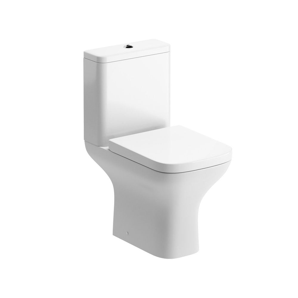 Cedarwood Close Coupled Space Saving Rimless Toilet With Wrapover Soft Close Seat