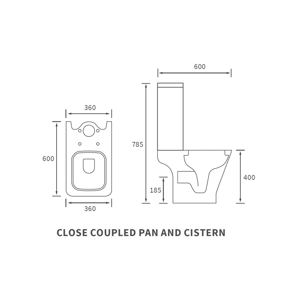 Auvellis Arven short-projection rimless close-coupled toilet with wrapover soft-close seat – alternative view