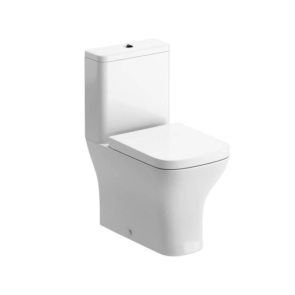 Cedarwood Close Coupled Space Saving Short Toilet With Wrapover Soft Close Seat