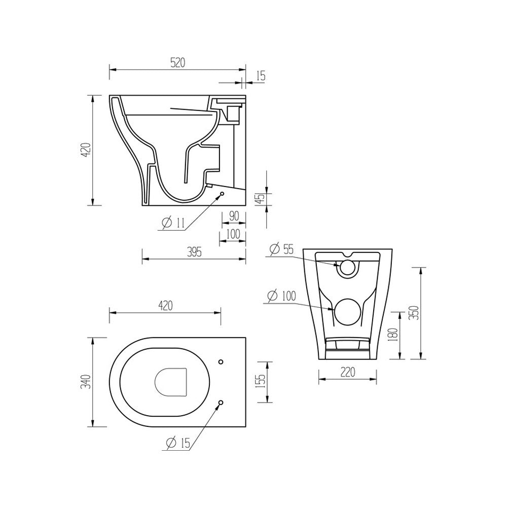 Lily Back To Wall Rimless Toilet With Soft Close Seat Pureflo