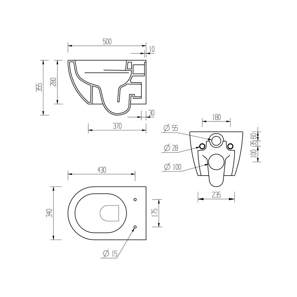 Auvellis Mirelle wall-hung rimless toilet with soft-close seat