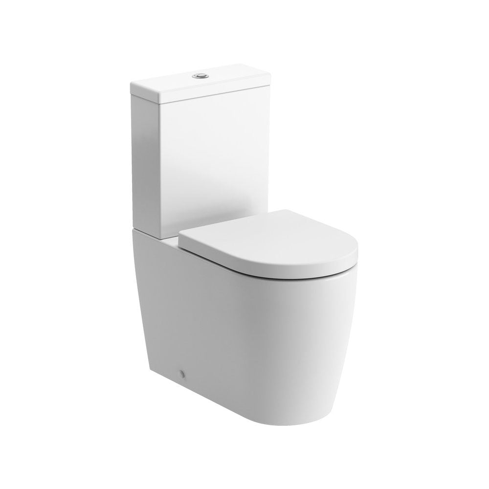 Auvellis Vela close-coupled comfort-height rimless toilet with soft-close seat