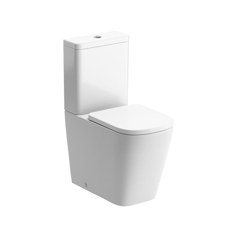 Tilia Close Coupled Space Saving Rimless Toilet Closed Back With Soft Close Seat Pureflo