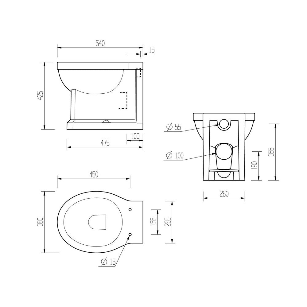 Auvellis Solenne Back-to-Wall Toilet with White Wood-Effect Soft-Close Seat – Brushed Brass – product image 4
