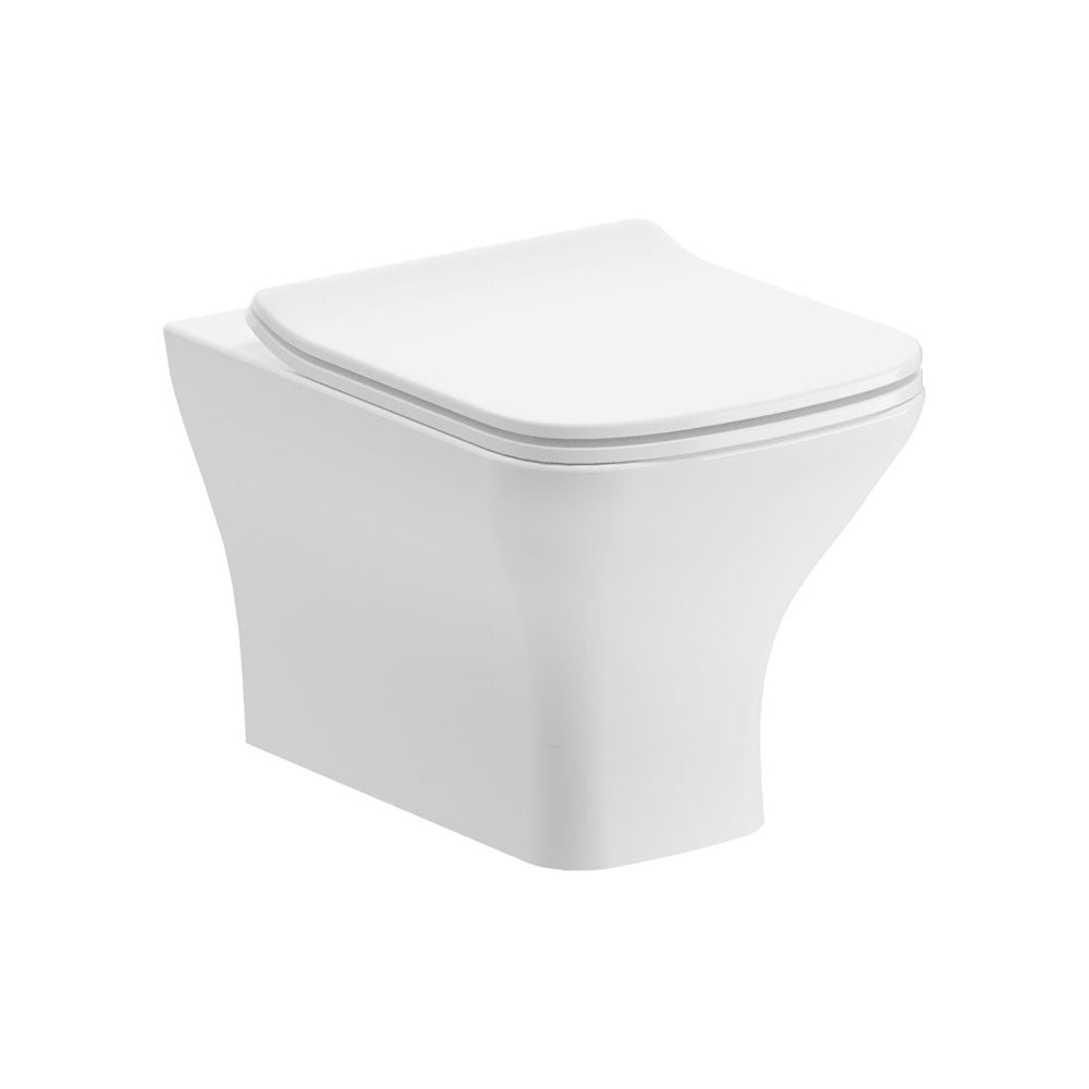 Cedarwood Back To Wall Comfort Height Rimless Toilet With Slim Soft Close Seat Pureflo