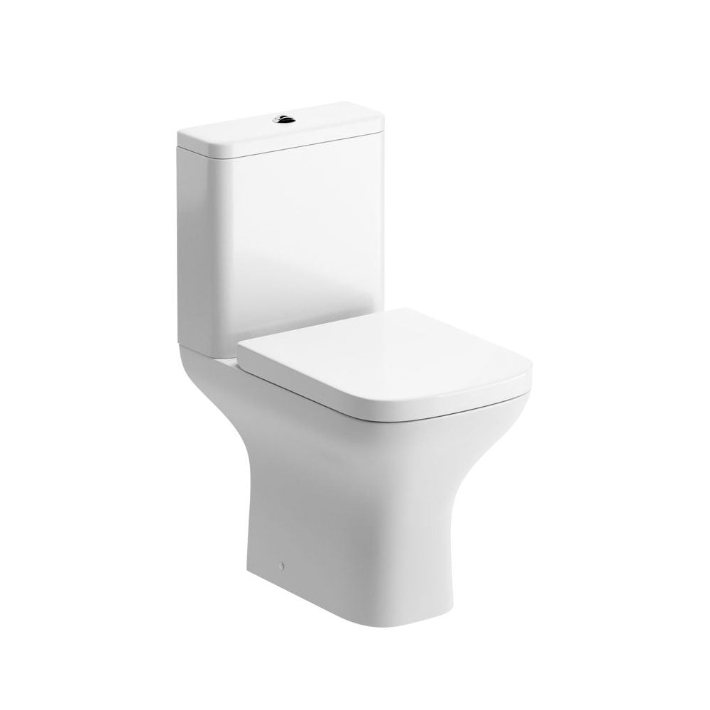 Auvellis Arven close-coupled comfort-height rimless toilet with wrapover soft-close seat