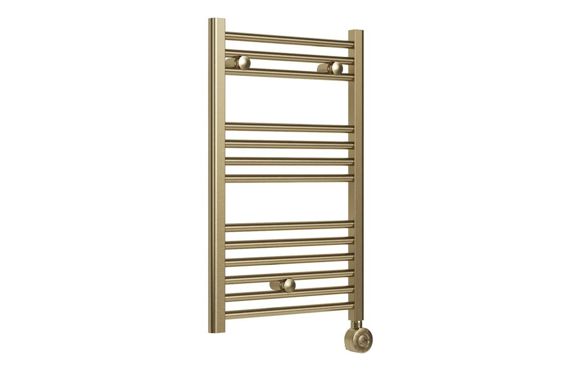 Auvellis Tivor 500 x 800mm electric towel rail in brushed brass