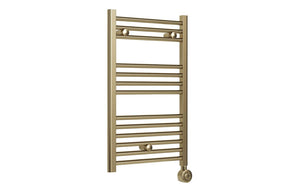 Auvellis Tivor 500 x 800mm electric towel rail in brushed brass