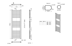 Auvellis Grada towel rail technical drawing