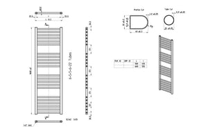 Auvellis Grada tall towel rail technical drawing