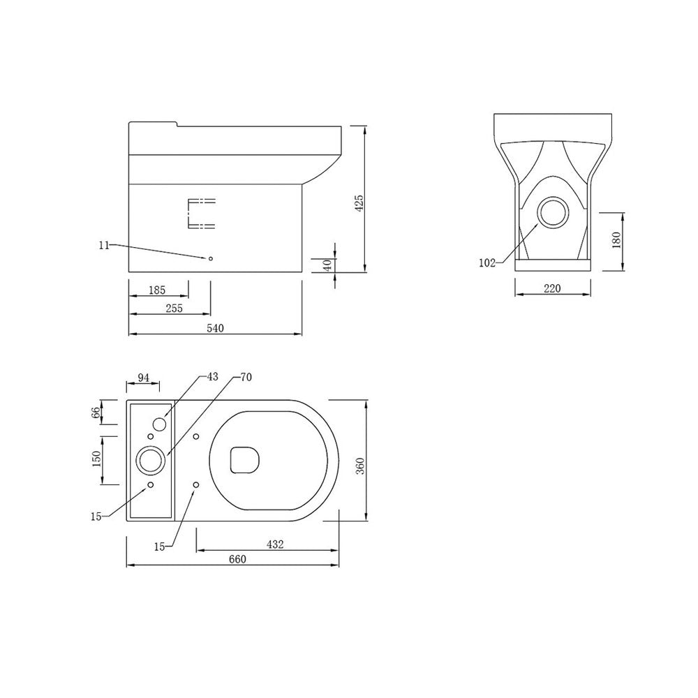 Laurus Close Coupled Back To Wall Toilet With Soft Closing Seat