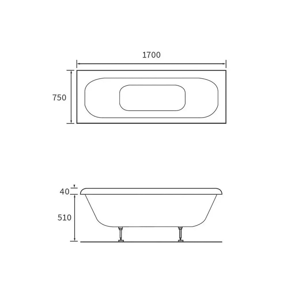 Auvellis Arven deluxe double-ended acrylic bath with leg set – detail view