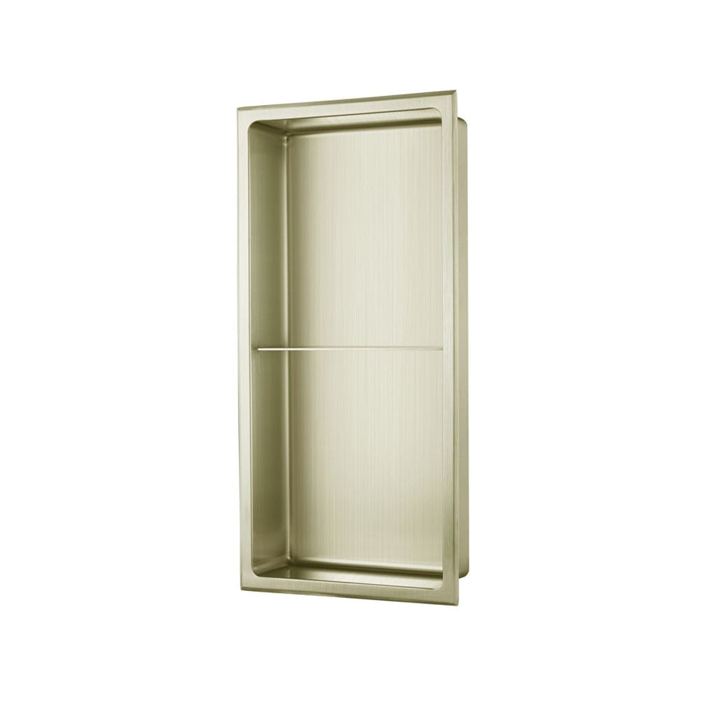 610x305mm Bathroom Niche - Brushed Brass